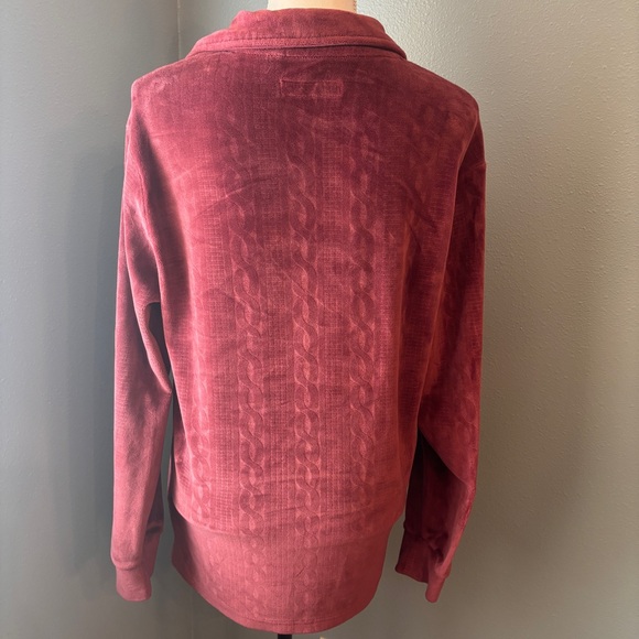 Standard Cloth Velour Maroon Long Sleeve Polo for Men - Picture 2 of 8